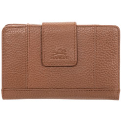 Pochette-Portefeuille Rfid En Cuir Véritable À Deux Volets Et 17 Fentes Pebble De Mancini - Chameau