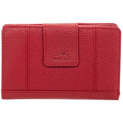 Mancini Pebble RFID Genuine Leather Bi-fold 17-Slot Clutch Wallet - Red