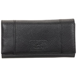 Mancini Pebble RFID Genuine Leather Tri-fold Clutch Wing Wallet - Grey