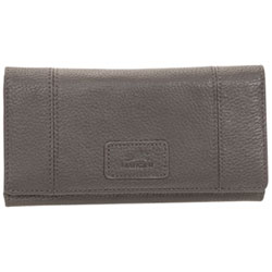 Mancini Pebble RFID Genuine Leather Tri-fold Clutch Wing Wallet - Grey