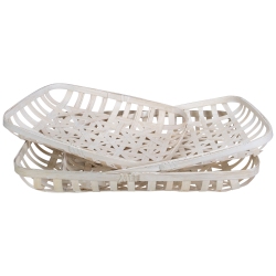NORTHLIGHT Rectangular Lattice Tobacco Baskets - - Set Of 3 In White