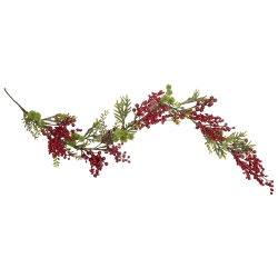 NORTHLIGHT 5' X 8" Frosted Pine And Berry Christmas Garland - Unlit In Red
