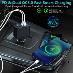 DOLAER [4In1] Cigarette Lighter Adapter Socket Splitter \w 3 USB Ports [Pd3.0& Dualqc3.0] Car Charger USB Fast Charger 56W 12V/24V Multi USB C Iphone