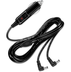 DOLAER Dual Power Supply Cord Car Charger, 12V/24V(Dc5.5X2.1Mm) 3.5M/11.48Ft, for Two Car Rear-Seat Monitors, Car Vacuum Cleaners, Walkie-Talkies, Tire