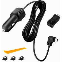 DOLAER Dash Camera Car Charger, Mini USB And Micro USB Interfaces, L-Type Driving Recorders Power Cord 4M/13.12Ft 12V/24V to Dc5V 3A