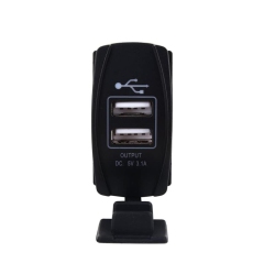 DOLAER Dc 12V-24V Motorcycle Dual Port USB Charging Dock, 3.1A Car Quick Fast Charge USB Charger Rocker Switch Style Led for Car, Motorcycle