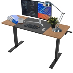 PRIMECABLES 55"x23" All-In-One Standing Desk With Table Top, Height Adjustable Hand Crank Sit-Stand Computer Desk for Home Office Reading Working