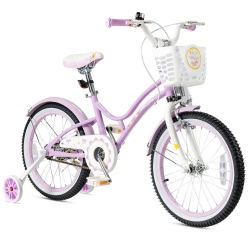 SLICKBLUE 18 Inch Kids Adjustable Bike With Training Wheels-Purple