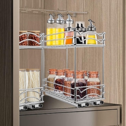 SORTWISE 4-Inch Wide Kitchen Slide Out Cabinet Organizer 2-Tier Pull Out Spice Rack Holds Up to 20 Jars