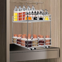 SORTWISE 8-Inch Wide Kitchen Slide Out Cabinet Organizer 2-Tier Pull Out Spice Rack Holds Up to 40 Jars