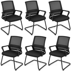 GYMAX Office Mesh Chair Set Of 6 Upholstered Guest Conference Chair W/ergonomic Backrest