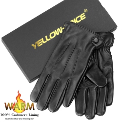 YELLOW-PRICE Luxury Leather Driving Gloves for Men | Sheepskin Leather | Cashmere Lined-Black In Multicolor