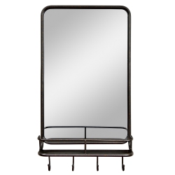 COSTWAY Wall Bathroom Mirror W/ Shelf Hooks Sturdy Metal Frame for Bedroom Living Room