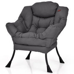 SLICKBLUE Modern Polyester Fabric Lazy Chair With Side Pocket-Gray