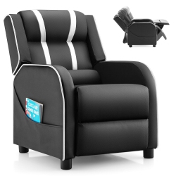 SLICKBLUE Children's Recliner Chair With Side Storage Pockets And Footrest – Soft & Comfy Armchair for Kids
