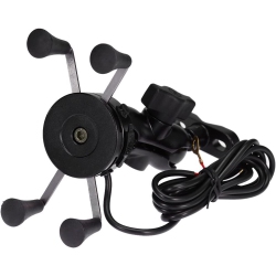 DOLAER Bike Motorcycle Universal X Type Clamp Stand Cell Phone Holder \w USB Charging Port for Iphone 6 6S Plus 7 7Plus 8 8Plus X Xr Xs 11 12 13 Pro