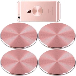 DOLAER Cute Metal Plates Set 4 Pack for Magnetic Car Phone Holder. Kit Of 4 Rose Gold Round Discs Without Holes for Car Mount, Phone Case. Strong 3M
