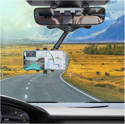 DOLAER Car Phone Holder Mount for Rearview Mirror, Multifunctional Rotatable And Retractable Cell Phone Holder, 360° Rotation Adjustment Mobile