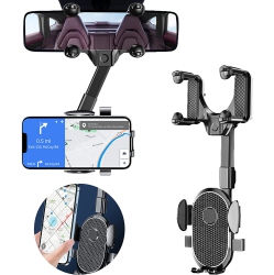 DOLAER [Version 2022] Rear View Mirror Phone Holder, 360° Rotatable And Retractable Car Phone Holder Universal Rearview Car Phone Mount for All