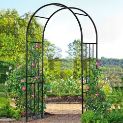 GYMAX 7.2Ft Garden Arch Steel Arbor Wedding Garden Decoration Climbing Plants W/stakes