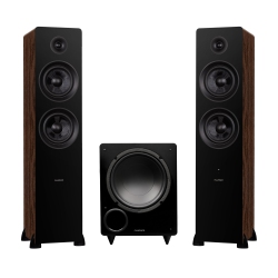 FLUANCE Ai81 Powered Floorstanding Speakers (Walnut), Db10 10" Powered Subwoofer (Walnut), 15Ft Rca Subwoofer Cable