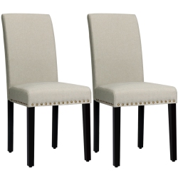 SLICKBLUE Set Of 2 Fabric Upholstered Dining Chairs With Nailhead-Light In Sage