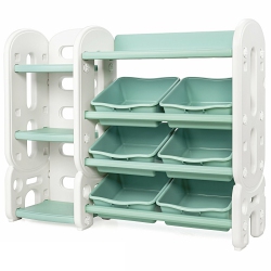 SLICKBLUE Kids Toy Storage Organizer With Bins And Multi-Layer Shelf for Bedroom Playroom -Green