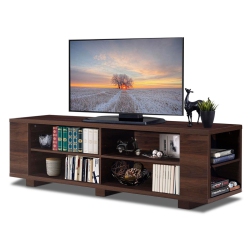 SLICKBLUE 59 Inch Console Storage Entertainment Media Wood Tv Stand-Walnut