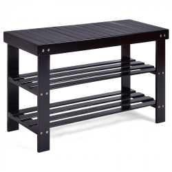 SLICKBLUE 3-Tier Bamboo Shoe Rack Bench for Entryway