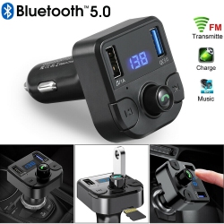 YELLOW-PRICE Bluetooth 5.0 Fm Transmitter Hands-Free Qc3.0 Car Charger, Support U Disk Tf Card