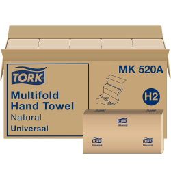 TORK Universal Mk520A Multifold Paper Hand Towel, 1-Ply, 9.5" Width X 9.13" Length, Natural, (Case Of 16 Packs, 250 Per Pack, 4, 000 Towels)