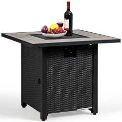 GYMAX 30" Gas Fire Table 50, 000 Btu Square Propane Fire Pit Table Patio Yard