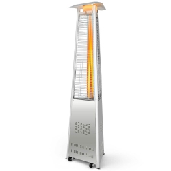 GYMAX 42, 000 Btu Stainless Steel Pyramid Patio Heater Glass Tube Flame W/ Wheels