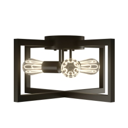 GYMAX 3-Lights Flush Mount Geometric Metal Ceiling Lamp W/ Iron Square Lamp Shade
