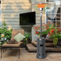 GYMAX Outdoor Patio Heater Propane Standing Lp Gas Steel W/table & Wheels In Grey