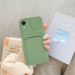 SUPERSHIELD for Apple Iphone Xr Smart Shockproof Slide Camera Protector Card Slots Wallet Cover Case In Green