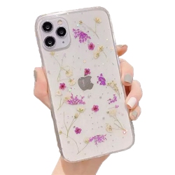 SUPERSHIELD for Apple Iphone 11 Pro Smart Shockproof Dry Flower Glitter Case Tpu Back Cover In Purple