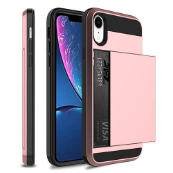SUPRSHIELD for Apple Iphone Xr Rose Shockproof Card Slot Wallet Heavy Duty Case Tough 360 Cover Case In Gold