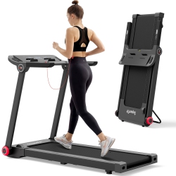 COSTWAY Superfit 3.75HP Folding Treadmill Electric Running Machine W/bluetooth App Self-Standing