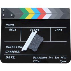 DOLAER Movie Directors Clapboard, Photography Studio Video Tv Acrylic Clapper Board Dry Erase Film Slate Cut Action Scene Clapper \w A Magnetic