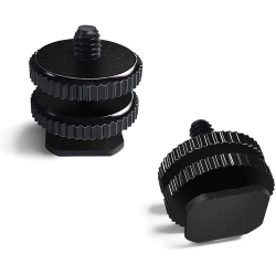 DOLAER 2PC Portable Camera Hot Shoe Holder to 1/4'-20 Tripod Screw Adapter, Flash Shoe Mount for Dslr Camera Rig