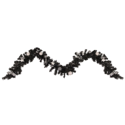 NORTHLIGHT Pre-Lit Battery Operated Black Pine Artificial Christmas Garland - 9' X 6" - Cool Led Lights In White