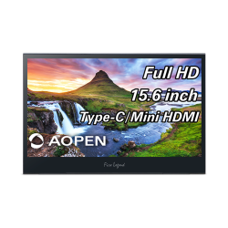 AOPEN 16Pm6Q Bmiux 15.6" 1920 X 1080 Fhd 2 X USB Type-C Mini HDMI Port Monitor In Black