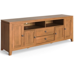 SIMPLI HOME Cosmopolitan Solid Wood Extra Wide 72" Tv Stand - Light Golden In Brown