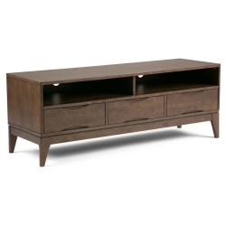 SIMPLI HOME Harper 60" W Solid Wood Modern Tv Media Stand In Walnut for Tvs Up to 65" In Brown