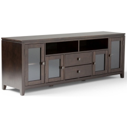 SIMPLI HOME Cosmopolitan Solid Wood Extra Wide 72" Tv Stand - Mahogany In Brown