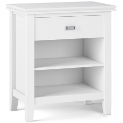 SIMPLI HOME Artisan Wood 24" Transitional Bedside Nightstand Table In In White