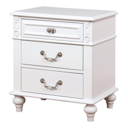 FURNITURE OF AMERICA Mondu Traditional Wood Kids Nightstand With USB In In White
