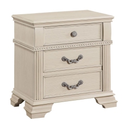 FURNITURE OF AMERICA Charo Traditional Wood Nightstand With USB Port In In White