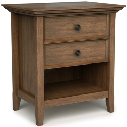 SIMPLI HOME Amherst Transitional Solid Wood Nightstand In Natural Aged In Brown